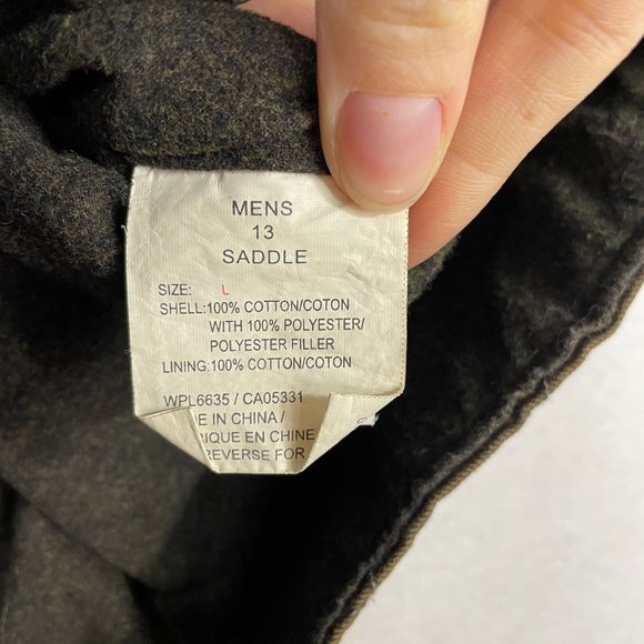 Woolrich Fleece Lined Canvas Quilted Button Vest Size L Saddle Brown Equestrian - Picture 10 of 12